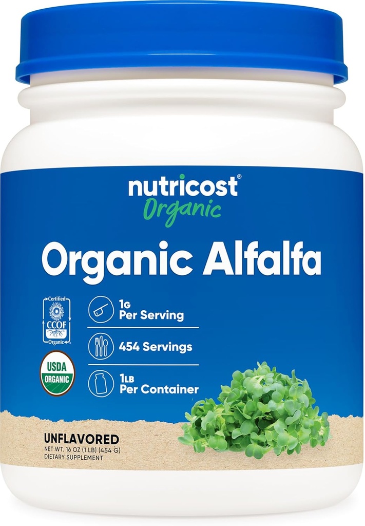 Nutricost Organik Alfalfa Toz 1LB - USDA sertifikalı% 100 Organik, Vejetaryen, Non-GMO, Gluten Free