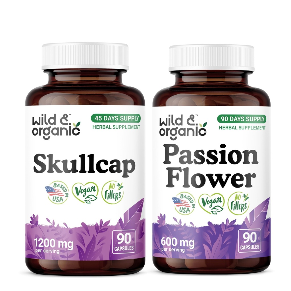 Wild & Organic Skullcap 90 Capsules & Passion Flower 90 Capsules