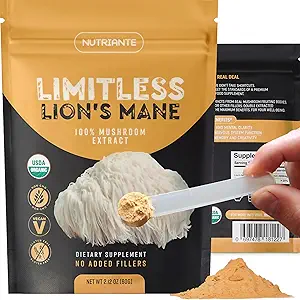 Premium USDA Organik Lions Mane Extract Toz – Saf Nootropic Mushroom Supplement for Focus, Memory, Nerve & Immune Support – 15:1 Dual Extract, Vegan, Gluten-Free, Non-GMO by Nutriante, 2.12 Oz