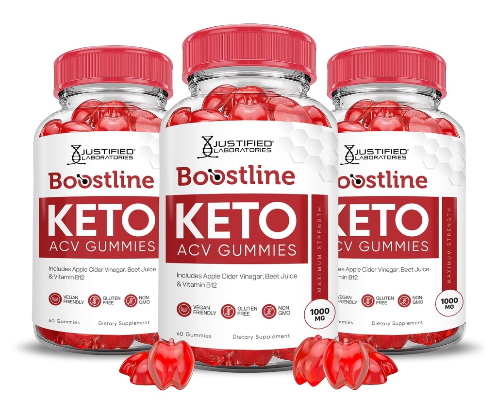 Justified Laboratories (3 Pack Boostline Keto ACV Apple Cider Vinegar Formulated with Pomegranate Beet Juice Powder B12 Vegan Non GMO 180 Gummies