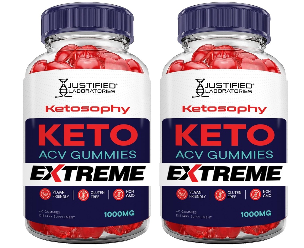 Justified Laboratories (2 Pack) Ketosophy Keto ACV Gummies Extreme 2000MG Ketosophy Keto Gummies Advanced Formula Apple Cider Vinegar with Pomegranate Beet Juice Powder B12 Vegan Non GMO 120 Gummys