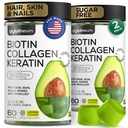 Biotin ve Collagen Peptide Gummies for Hair growth, Skin and Nails 120 Adet (2 Pack) - 82000 Mcg - Biotin Chewables with Keratin Max Strength - Beauty Gummies for Women and Men - Sugar Free, Non-GMO