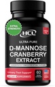 HCL HERBAL KOS D-Mannose with Cranberry Extract Capsules 1500 mg - Yüksek Potency USP Grade D-Mannose Supplement with Whole Fruit Cranberry Toz – Urinary Tract Support – Non-GMO 60 Capsules