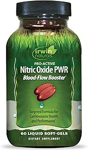 Irwin Naturals Pro-Active Nitric Oxide PWR - 60 Liquid Soft-Gels - Blood-Flow Booster με L-Citrulline, Beet Root & Red Spinach