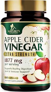Apple Cider Vinegar Capsules 1877 mg - Ekstra Kuvvetli Detox & Cleanse with Vitamin D & çinko - Premium ACV Pills with Joint Natural Digestion & Immune Support - Vegetarian Supplement - 60 Capsules