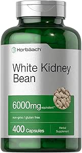 Horbäach White Kidney Bean Extract Capsules | 6000 mg | 400 Kont | Non-GMO & Gluten Free