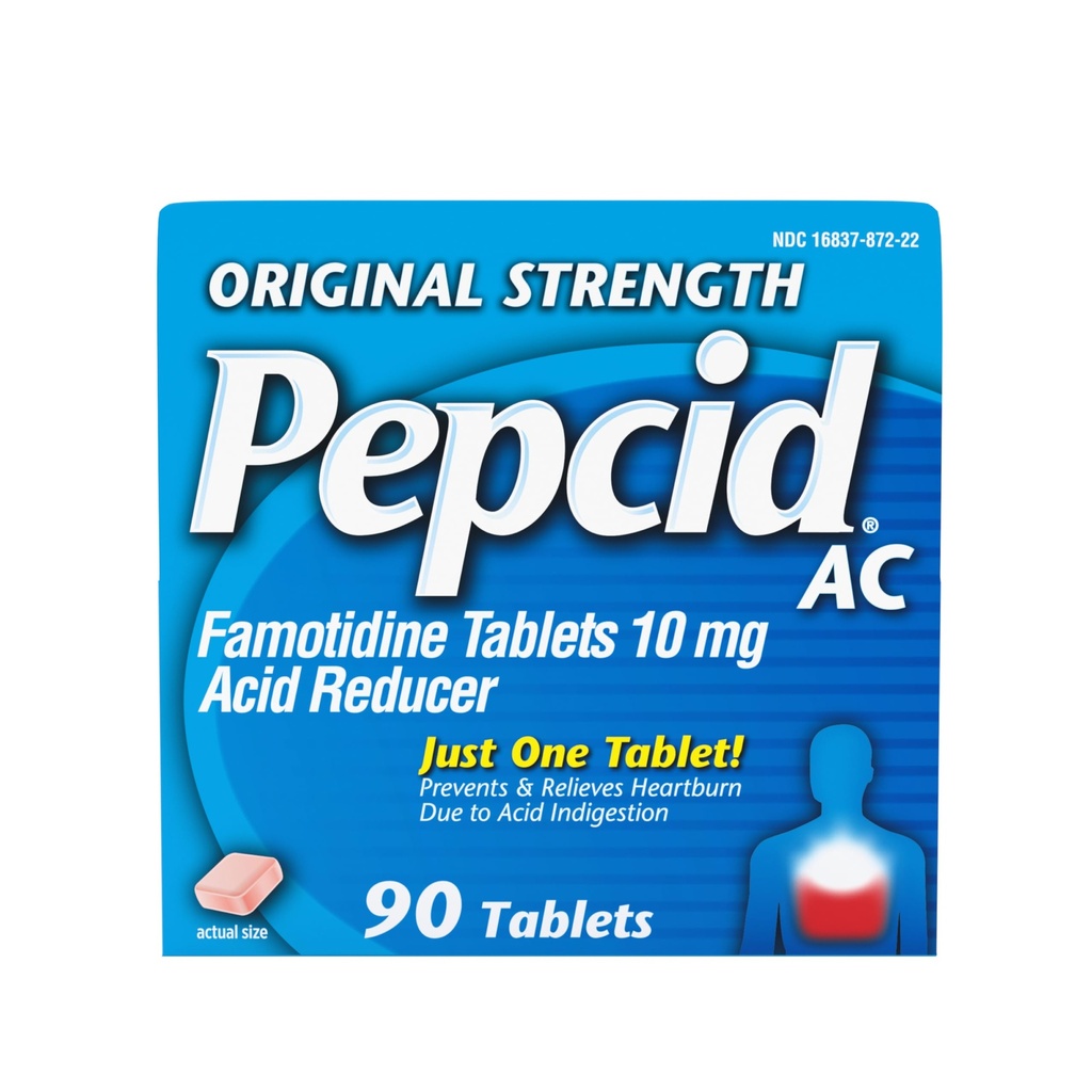 Pepcid AC Original Strength Heartburn Relief Tabletleri, OTC Tıp Önleme & Relieves Heartburn Asit Indigestion & Sour Stomach, 10 mg Famotidine Asit Çizimi, Hızlı Teklif, 90 ct