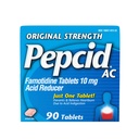 Pepcid AC Original Strength Heartburn Relief Tablets, OTC Medicine Prevents & Relieves Heartburn & Acid Reflux Due to Acid Indigestion, 10mg Famotidine Acid Reducer, Fast-Acting, 90 ct