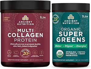 Eski Beslenme Multi Collagen Protein Toz, Unflavored, 60 Hizmet + Supergreens Toz, Greens Flavor, 25 Hizmet
