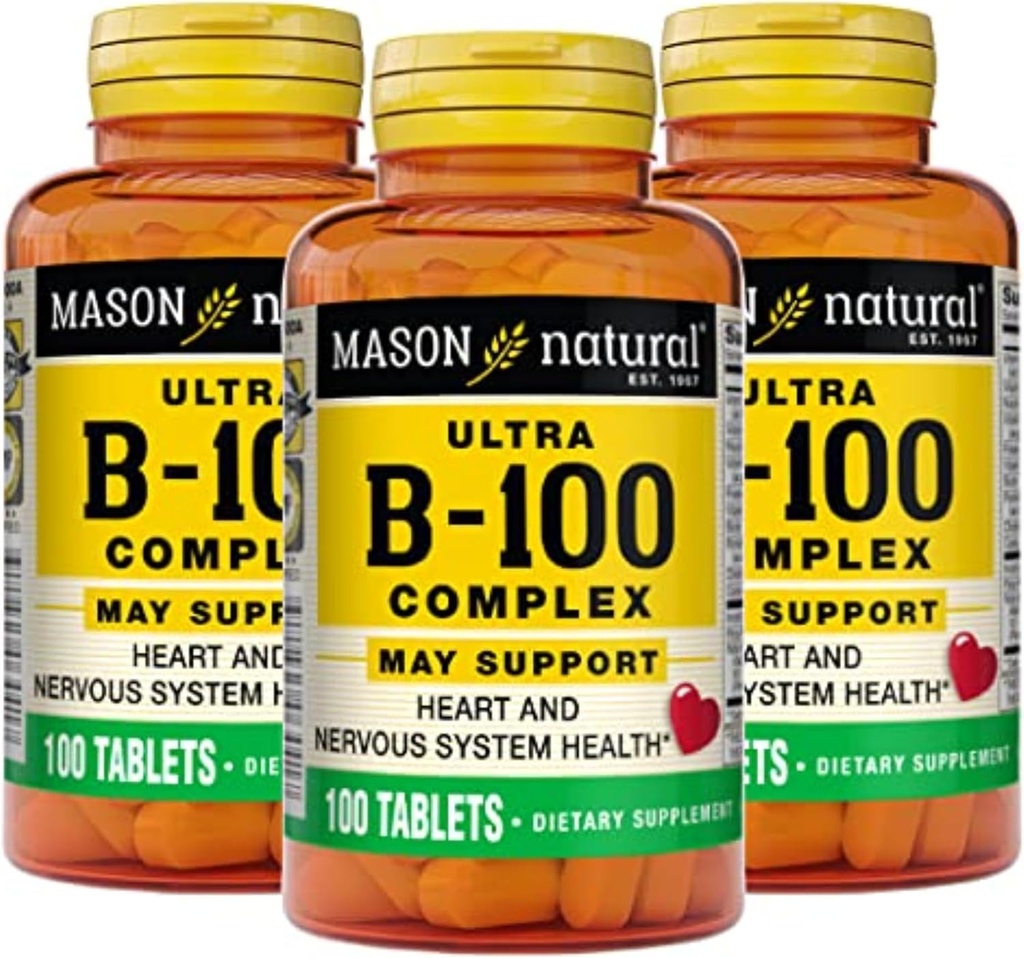 MASON NATURAL Ultra B,100 Kompleksi, 300,Day Supply, Normal Immune Desteği ve Enerji Metabolism için 3 Pack