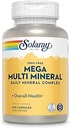 SOLARAY Mega Multi Mineral, Iron Free - Daily Mineral Supplement w/Trace Minerals, Electrolytes, Kalsiyum, Magnezyum, çinko, Selenium, Boron - Hücre Enerji, Immune Support, 60-Day Garanti, 25 Serv