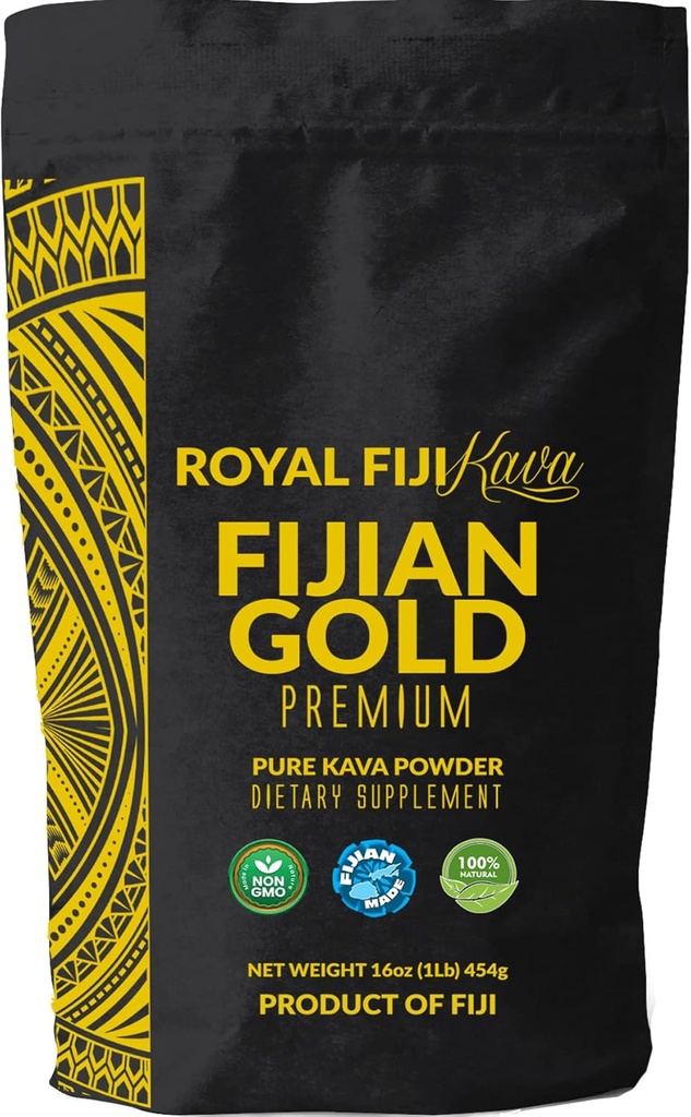 Kava Toz Fijian Gold Premium 5 + Yıl Olgunlaştırılmış Kava Kökleri Fiji Adaları Organik Süper Güçlü Kava Yay Kökü