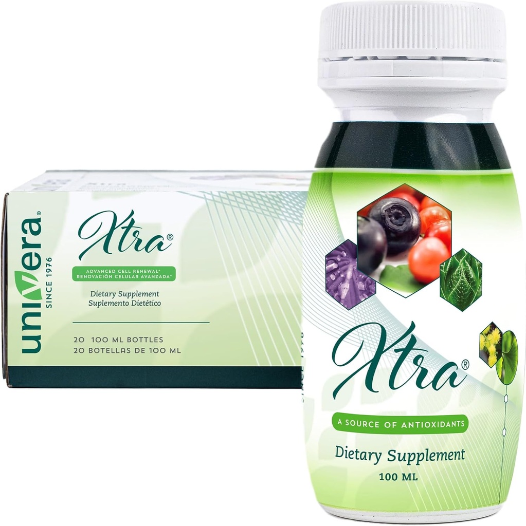 Univera Xtra Minis, Multimineral meyve Kompleksi, 15 Doğal Malzemeler, Stres Yönetimi, Focus & Clarity, Ortak Konfor, Antioksi Koruma - 3.38 Fl Oz (Pazar 20)
