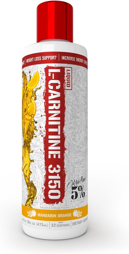 5 Beslenme Zengin Piana Sıvı L-Carnitine 3150 | Premium 4 Source Mix + GBB, Super Carnitine (Mandarin Orange)