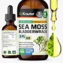 BIO KRAUTER Irish Sea Moss Drops - Chondrus Crispus Sea Moss Supplement with Bladderwrack - Alkol & Sugar Free Iodine Supplement - 2 Fl.Oz.