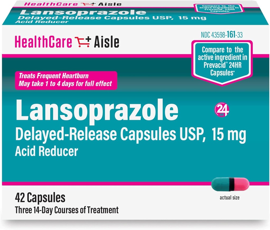 SağlıkCareAisle Lansoprazole 15 mg - 42 Gecikmiş-Release Capsules - Asit Tespiti, Frequent Heartburn