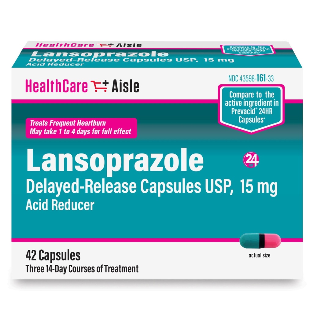 SağlıkCareAisle Lansoprazole 15 mg - 42 Gecikmiş-Release Capsules - Asit Tespiti, Frequent Heartburn