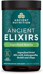Ancient Nutrition Keto Drink Mix, Keto Cocoa, Instant Superfoods Drink Mix, Caffeine Free Energy Booster, Reduces Fatigue, Gluten Free, Paleo and Keto Friendly, 20 Servings