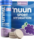 Nuun Sport Electrolyte Tablets with Magnesium, Calcium, Potassium, Chloride & Sodium, Gluten Free & Vegan, Grape, 8 Pack (80 Servings Total)