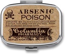 Metal 2tment Pill Organizer Travel Friendly Portable Compact Pill Box Cute Pill Case, For Pocket Wallets Daily Portable Medicine Vitamin Tablet Depolama (Arsenig Zehir)