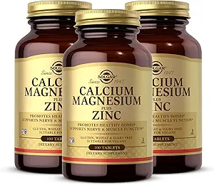 Solgar Calcium Magnesium Plus Zinc, 100 Tablets (Pack of 3) - Promotes Healthy Bones and Teeth - Supports Nerve & Muscle Function - Non-GMO, Vegan, Gluten Free, Dairy Free, Kosher - 100 Total Servings