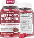 Beet Root Gummies & L-Arginine, Nitrik Oksit Men & Women w/Organic Beets, B1, B2, B3, B5, B6, Folate, B12 for Energy Boost & Circulation Support, Sugar Free, 120 Cts