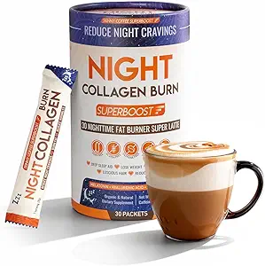 Night Collagen Burn - Kilo kaybı ve Belly Fat Burner & Sleep Aid for Women & Men | Sleep Support for Bloating & Metabolism, Appetite Suppressant | Supports Skin, Hair, Nails & Commons | 30 Hizmet