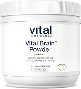Vital Nutrients Vital Brain Powder | Phosphatidylserine, Acetyl-L-Carnitine Brain Supplement | Nootropic | Healthy Cognitive Function, Memory, Learning* | Gluten, Dairy, Soy Free | Lemon | 150g