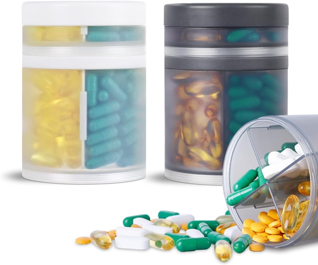 2 Pack KIGI Büyük Kapasite Tıbbı Organizer ve Pill Case with 4 Karşılaştırmalı Vaka