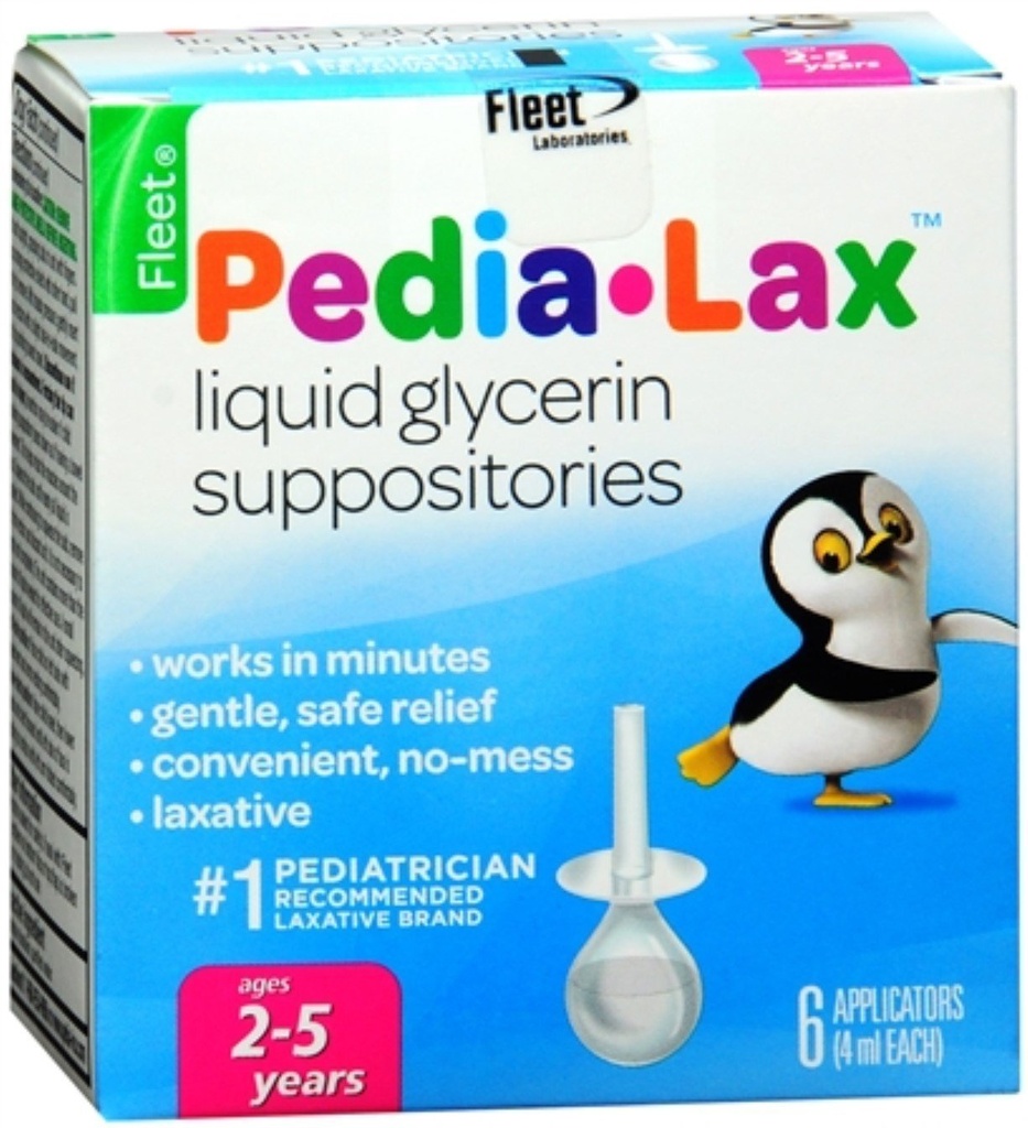 Fleet Pedia-Lax Liquid Glycerin Suppositories 6 Each (Pack of 12)