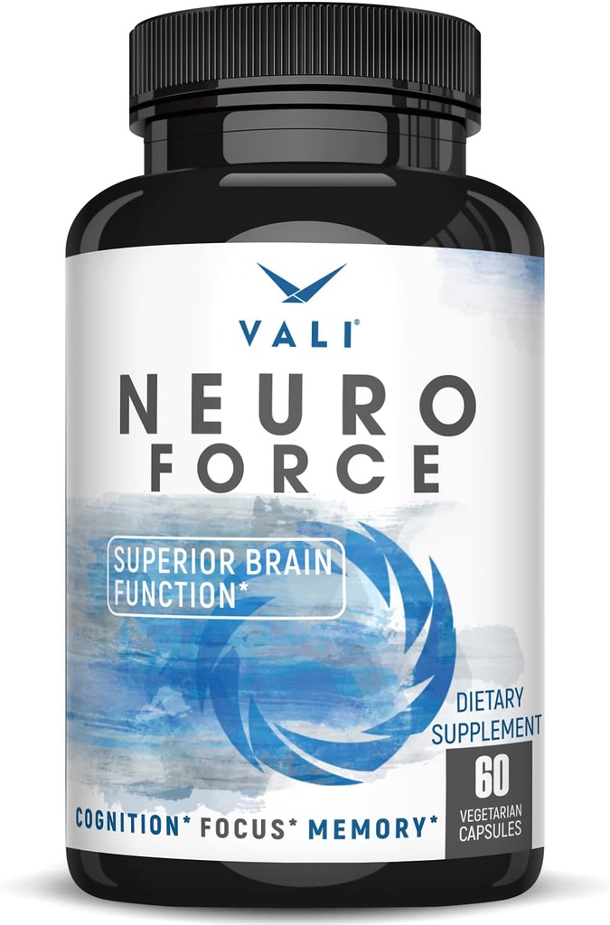 VALI Neuro Force Brain Booster Supplement for Focus, Memory, Clarity & Energy. Επιπλέον δύναμη Nootropic Γνωστική λειτουργία Υποστήριξη για την ψυχική απόδοση. με φυσική καφεΐνη. 60 Κάψουλες λαχανικών