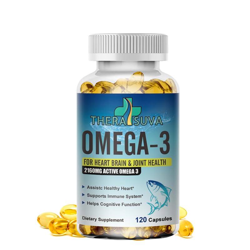 Triple Strength Omega-3 2160 mg + EPA 1296mg + DHA 864mg + Sağlıklı Kalp/Brain Desteği için Doğal Supplement, 120 Softgels, 60 Day Supply