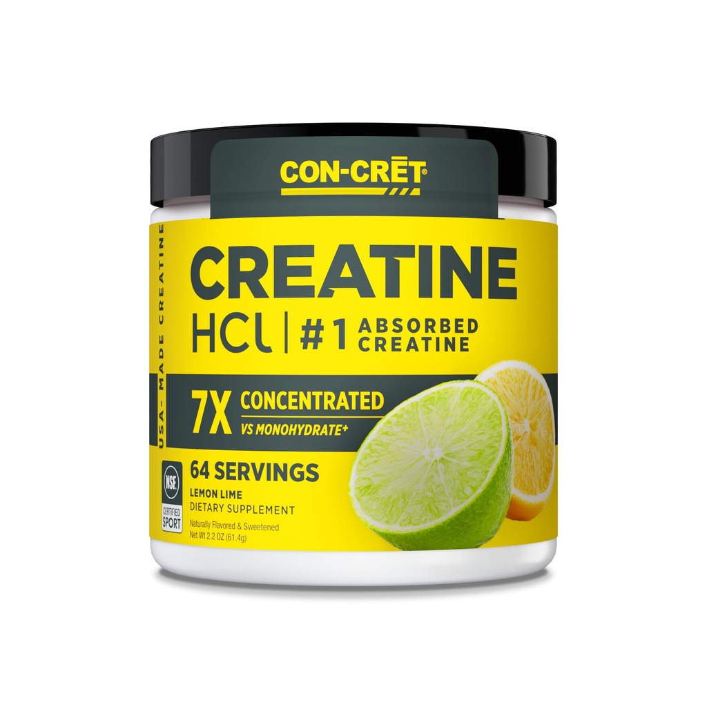 CON-CRET Tinatine HCl Toz | Kas, Bilişsel, Hücre Enerji Desteği | Bloating or Cramps | USA Made & NSF Sertifikalı | Limon Lime (64 Hizmet)