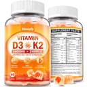 Vitamin D3 Supplement 10000IU for Adult - Vitamin D3 5000IU / 10000IU Gummies with K2, Methyl B12, Calcium, Magnesium, Zinc and Elderberry for Women & Men - Sugar-Free, Vegan Vitamin D Gummies