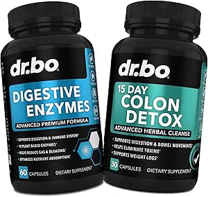 Digestive Enzymes & Colon Cleanser Detox - Digestion Supplement & 15 Day Intestinal Cleanse Pills for Women & Men - Fast Natural Laxative for Constipation Relief & Bowel Movement Supplements for Gut
