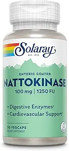 SOLARAY Nattokinase Supplement - Nattokinase 100 mg, 1,250 FU - Geleneksel Sağlık Desteği Tamamlandı - Lab Onaylandı, 60 Günlük Garanti - 30 Hizmet, 30 VegCaps