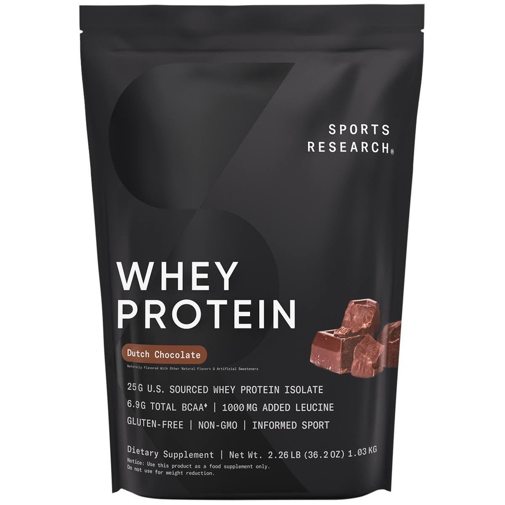 Spor Araştırması Whey Protein Isolate - Spor Beslenme proteini Toz 25g hizmet başına 25g - 2.27lb Bag Whey Protein - Hollanda Chocolate Bulk Protein Toz, 25 Hizmetler