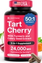 3 1 Tart Cherry Extract Capsules with Turmeric & Celery Seed for Feet & Ortak Destek Uric Acid Flush Cleanse & Purge Pills, 60 Veggie Capsules ABD'de Üretildi