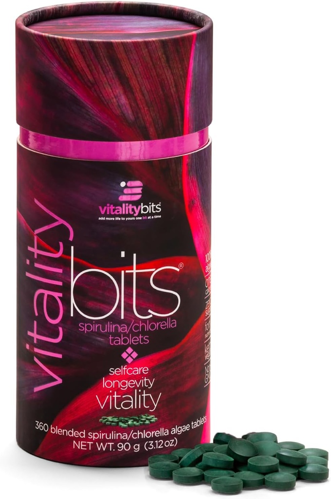 VITALITYbits - Organik Mixed Spirulina & Chlorella Tabletleri - Algae Superfood - Enerji, Self Care, Beauty - Yeşilleri, Tamamları, Protein, Snacks - Vegan, Keto, Gluten Free - 360 Tabletler - Algae Superfood - Enerji, Self Care, Beauty - Yeşilleri Değiştirin, Tamamlar, Protein, Snacks - Vegan, Keto, Gluten Free - 360 Tabletler