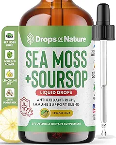 Soursop με το υγρό συμπλήρωμα Sea Moss – Πιο συμπυκνωμένο Than Sea Moss Gel – Εύκολα αναμειγνύεται με ποτά – Soursop Bitters Υγρές σταγόνες για την ενυδάτωση και την ανοσοποίηση (Lemon Lime, 60mL)