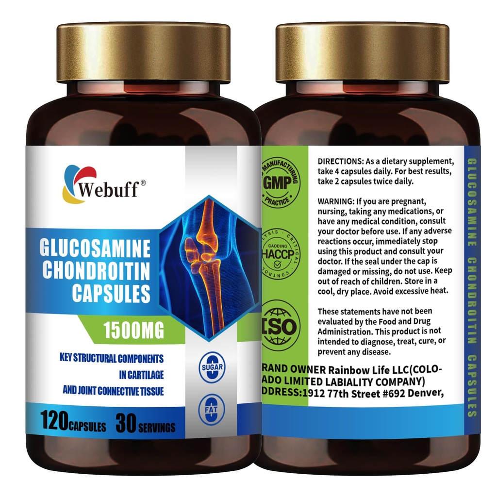 Glucosamine Chondroitin Capsules Support to Maintain Healthy Joint Function and Mobility Turmeric Dietary Supplement 120 Capsules (120 Count (Pack of 2))