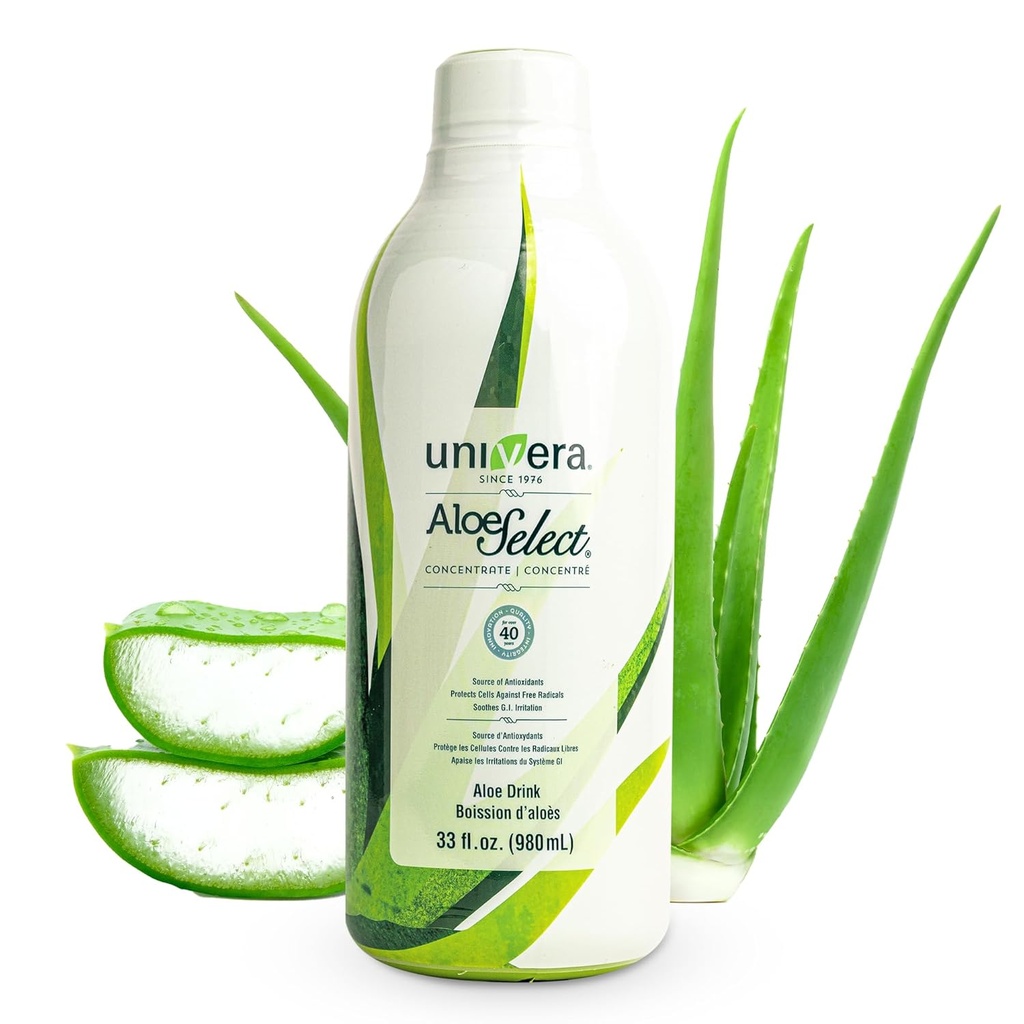Univera Aloe Vera Juice, Preminum Organic Aloe Vera, 10% Πολυσακχαρίτες Retention, Digestive Enzymes for Gut Health, Immune Support & Gut Health, Aloe Flavor - 30 Days Supply (33 fl oz)