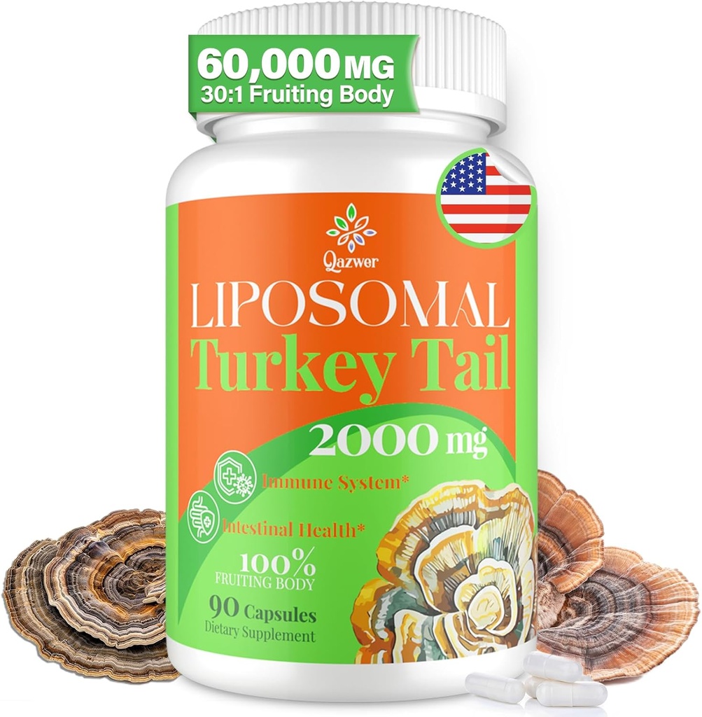 Liposomal Turkey Tail Mushroom Caps, Υψηλής Απορρόφησης Organic Turkey Tail Mushroom Extract 2000MG