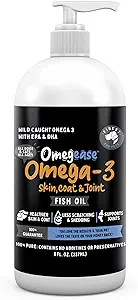 Köpekler ve Kediler için Balık Yağı - Kediler ve Köpekler için Hayvanlar Omega 3 için Güzel - Skin & Coat için Tamam, Itching, Shedding, Commons & Immune Health - 100% Pure Omega Fish Oil with EPA & DHA (8 oz)