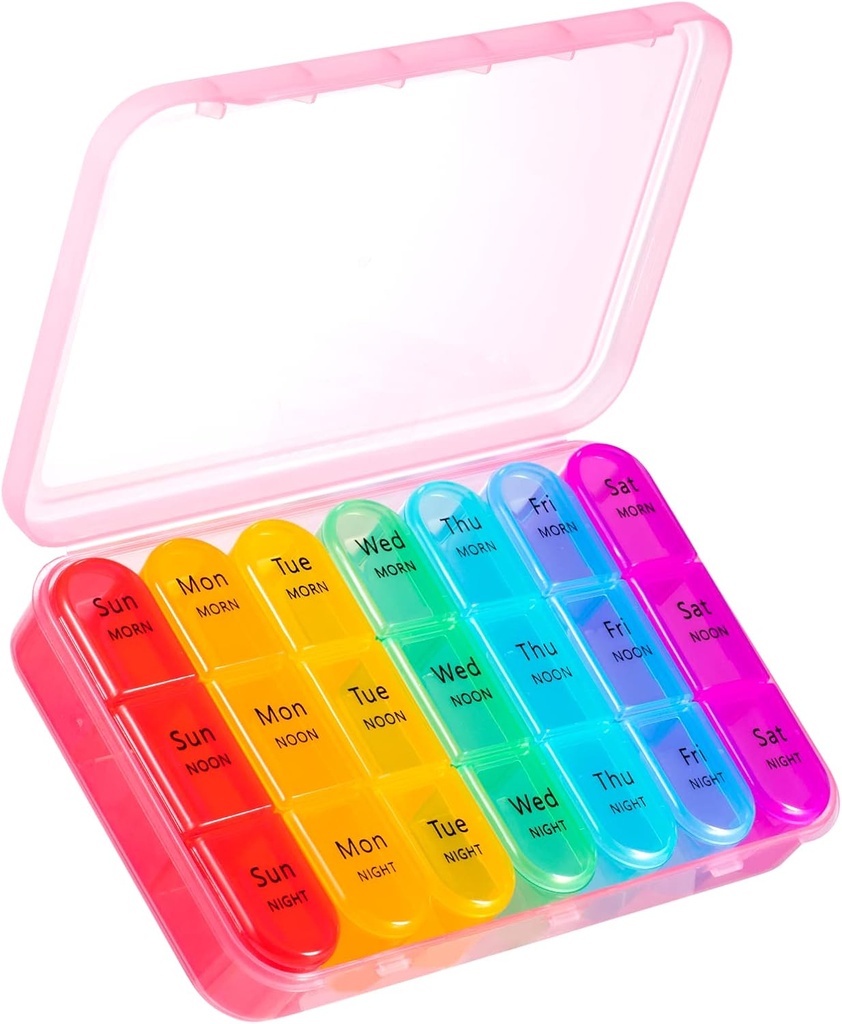 ASprink Pill Organizer 3 Times a Day - Weekly/Daily Pill Box 7 Day Medicine Organizer, Büyük Pill Case Pill Box 3 Times a Day, Travel Pill Organizer, To Holds, Medicine
