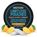 MOTION Focus & Energy Nootropic Supplement Pouches Mango Caffeine + L-Theanine + Alpha GPC Supports Mental Clarity and Focus Dietary Supplement with Sweet Tropical Taste, 20 Pouches