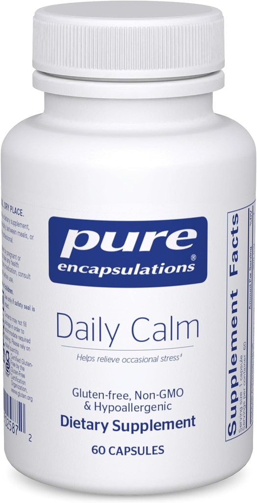 Pure Encapsulations Daily Calm - Vegan Stres & Sleep Support Supplement - Contains Ashwagandha, Saffron, GABA & L-Theanine - Non-GMO, Soy-Free & Gluten-Free - 60 Capsules