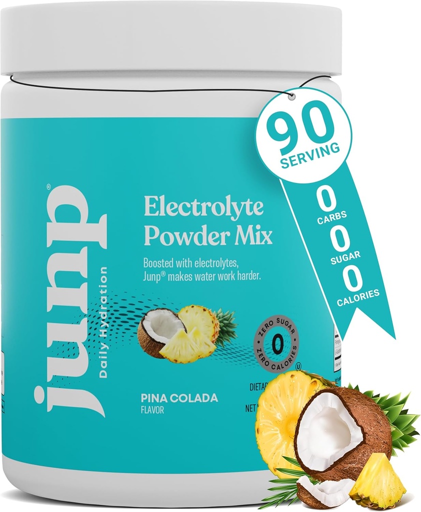 JUNP Electrolytes Toz No Sugar No Carbs – Pina Colada Coconut Pineapple Keto Electrolyte Drink Mix - Pyum & Salt Hydration Toz Elektrolytes - Zero Calorie Sugar Free Electrolyte Toz 90ct
