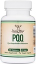 PQQ Supplement - 20mg, 60 Capsules (Pyrroloquinoline Quinone) Promotes Mitochondria ATP Coenzyme Levels, Energy Optimizer and Sleep Support (Non-GMO, Gluten Free, Vegan Safe) by Double Wood