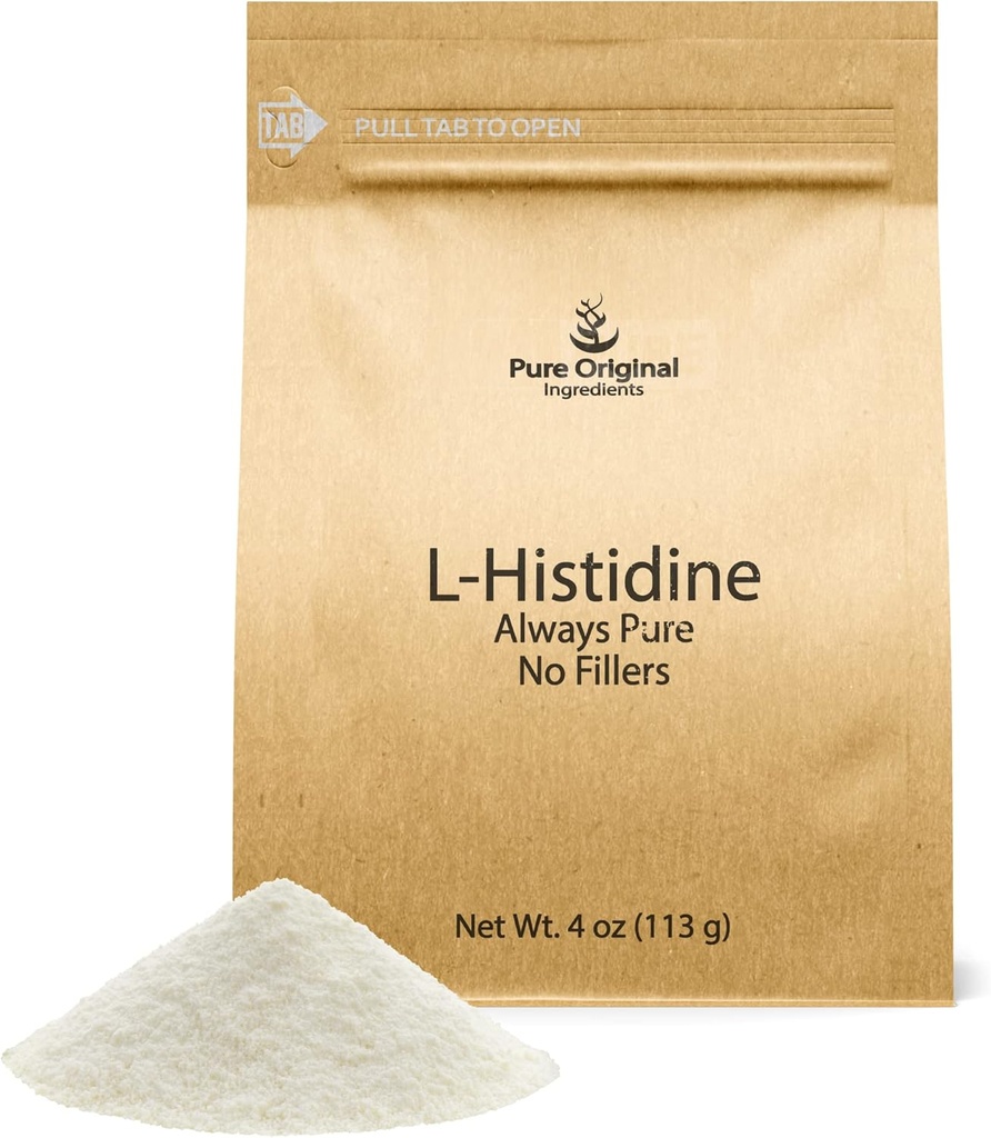PURE αρχικά ΣΥΣΤΑΤΙΚΑ L-Histidine σκόνη 4 oz, Amino Acid συμπλήρωμα, χωρίς πρόσθετα, πάντα καθαρό